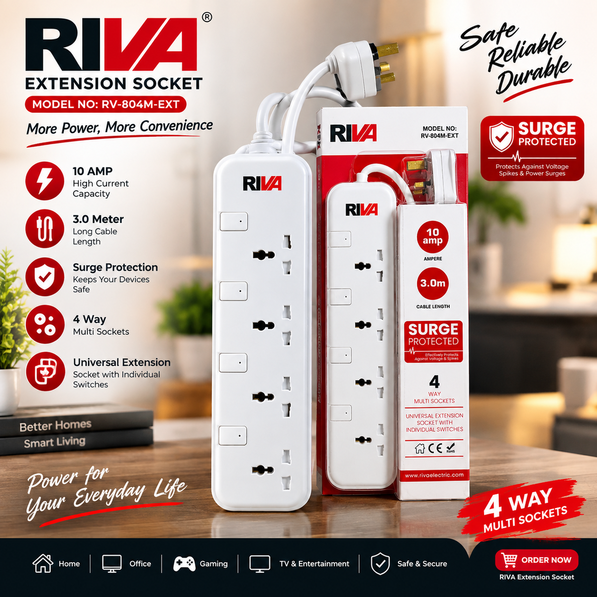 RIVA RV-804M-EXT 4-Way Extension Socket π