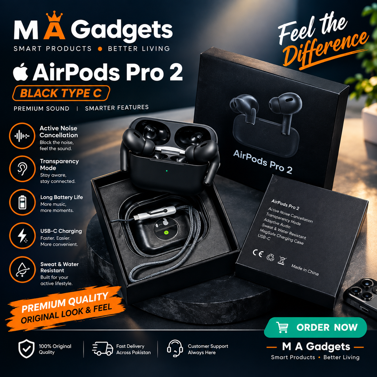 🎧 AirPods Pro 2 Black Type-C