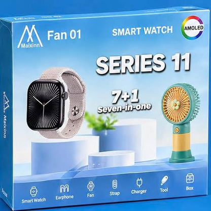 MA Series 11 Ultra 7+1 Smart Watch & Gadget Combo Box (AMOLED Display)