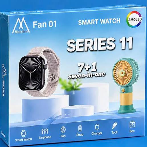 MA Series 11 Ultra 7+1 Smart Watch & Gadget Combo Box (AMOLED Display)
